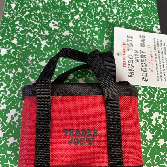 Trader Joe's Micro Tote Zippered with Reusable Bag NWT - Picture 5 of 6